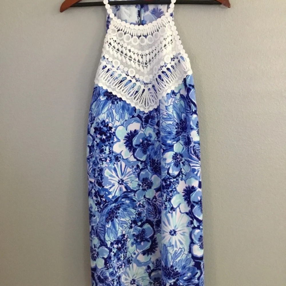 LILLY PULITZER SOFT PEARL SHIFT COASTAL BLUE CATCH KEEP Lace Sleeveless Dress 6